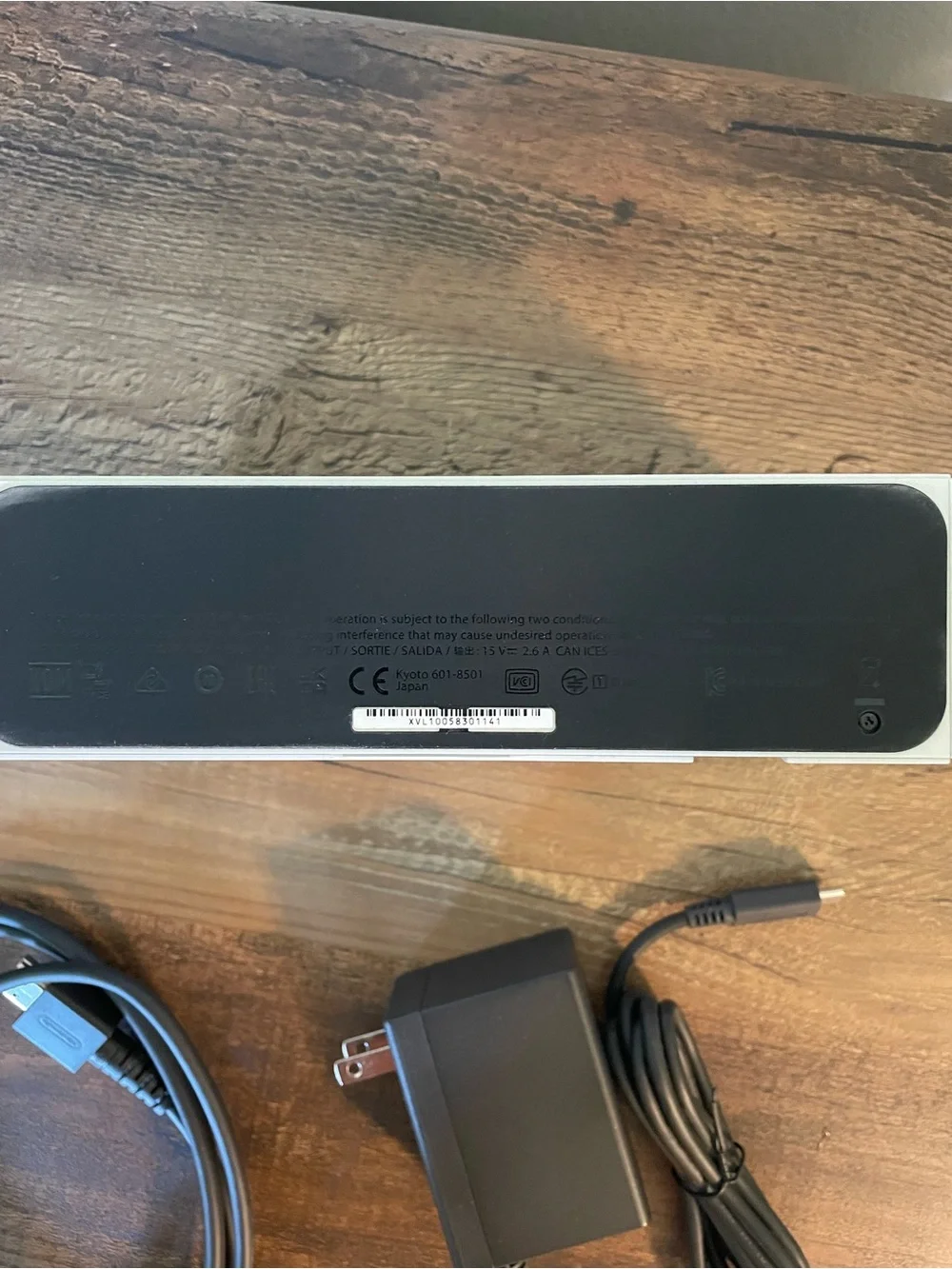 Nintendo White Switch OLED Dock with Black Power Cable